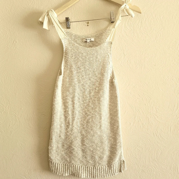 Madewell, Highgate Tie Strap Sweater Tank, Cream/Tan,‎ Size Small - Picture 4 of 9